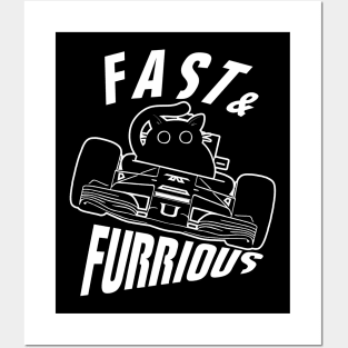 Funny FURRurious car driving Black Cat Posters and Art